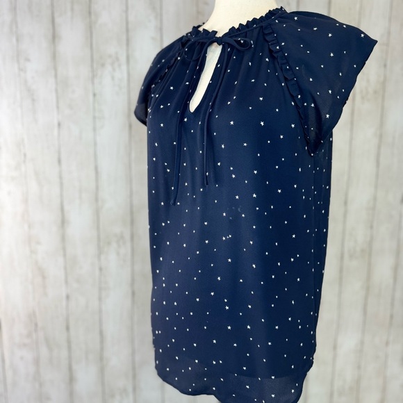 ✨ LOFT | Navy Star Print Blouse – Size Small ✨ - Picture 11 of 12